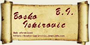 Boško Ispirović vizit kartica